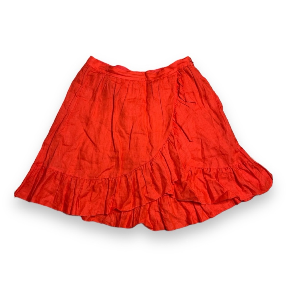 J.crew linen cotton wrap mini red skirt size 10 - Picture 2 of 14